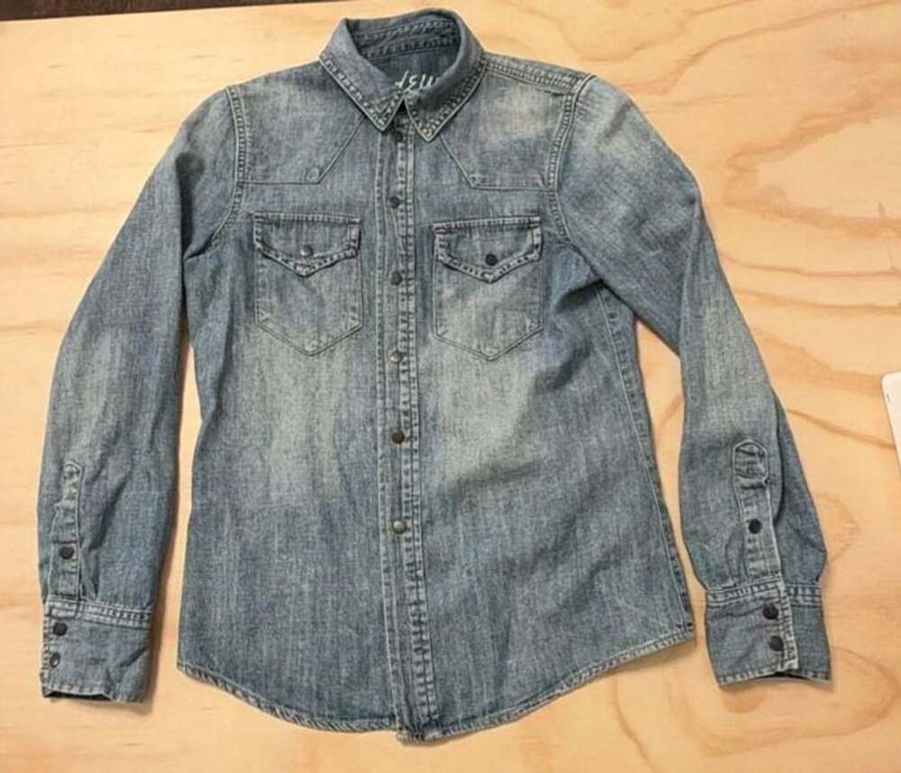 Madewell Denim Western Shirt Size XSmall Snap Button Up Blue